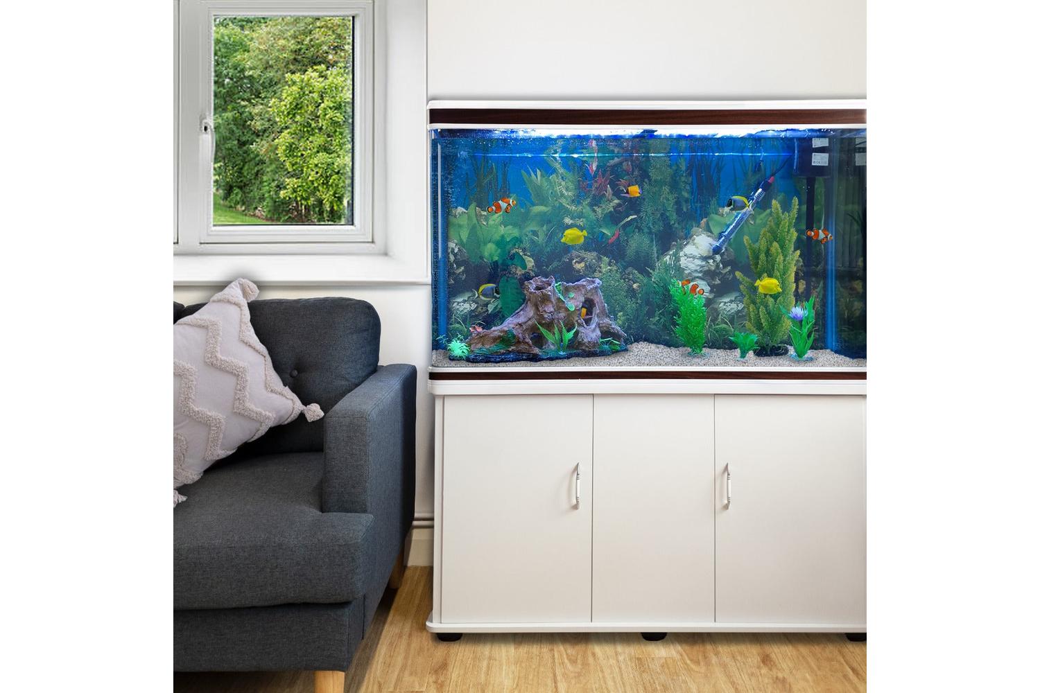 Monstershop Aquarium Fish Tank & Cabinet with Complete Starter Kit | White