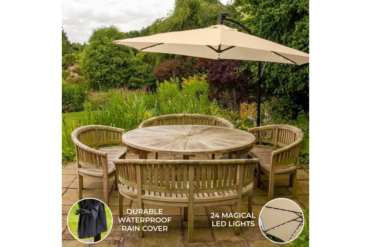 Monstershop Beautiful LED Cantilever Parasol | Beige