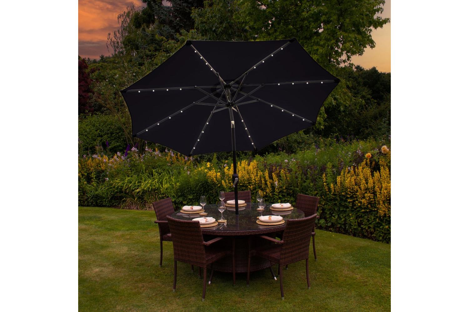 Monstershop LED Tilt Parasol with Light | Black