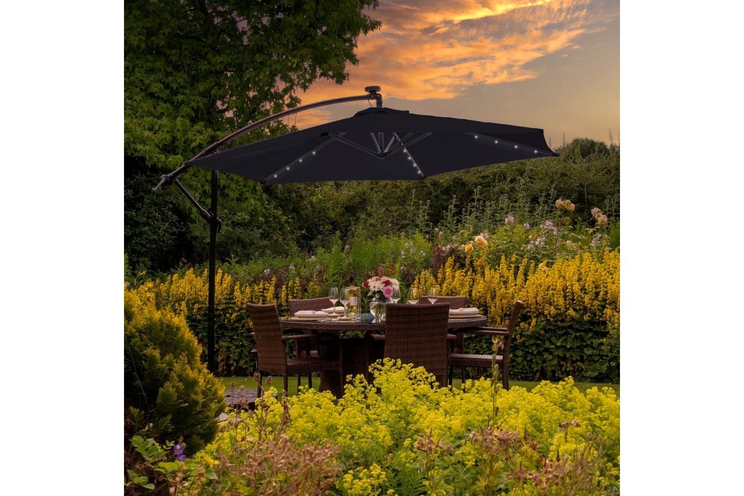 Monstershop LED Cantilever Parasol | Black