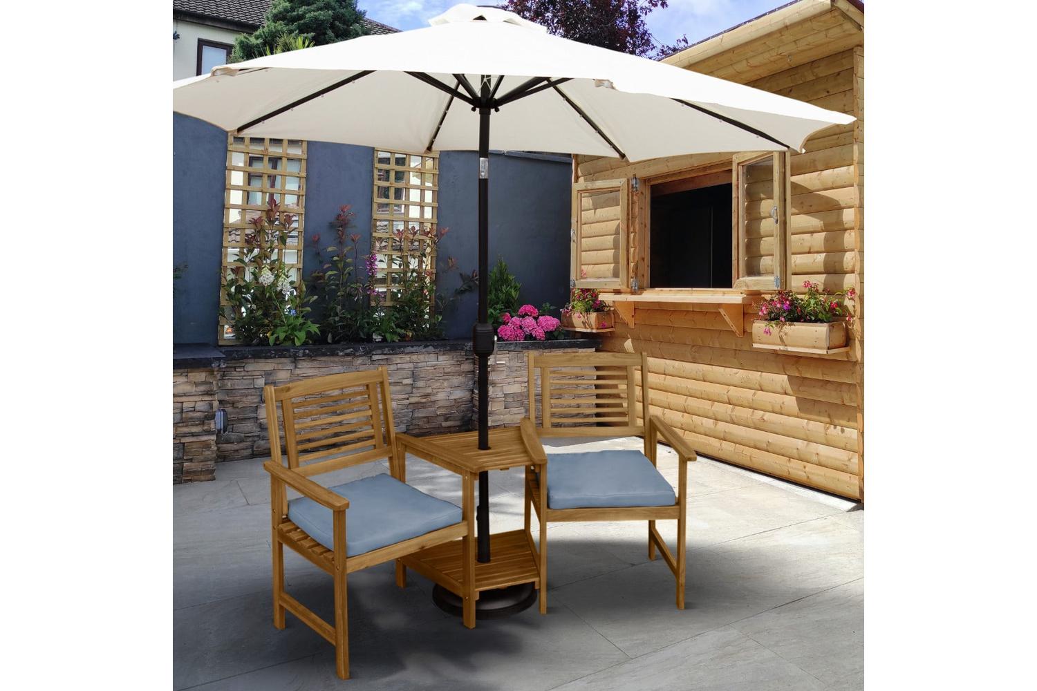 Monstershop Wooden Companion Seat Chair | Brown & Grey