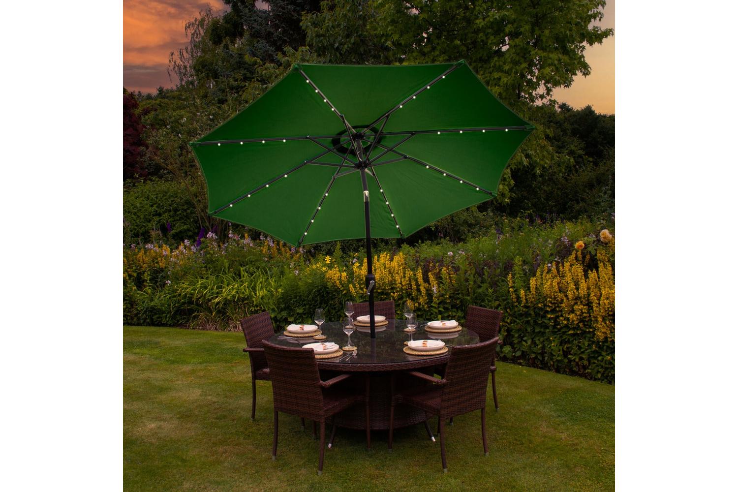 Monstershop 2.7m LED Tilt Parasol | Green