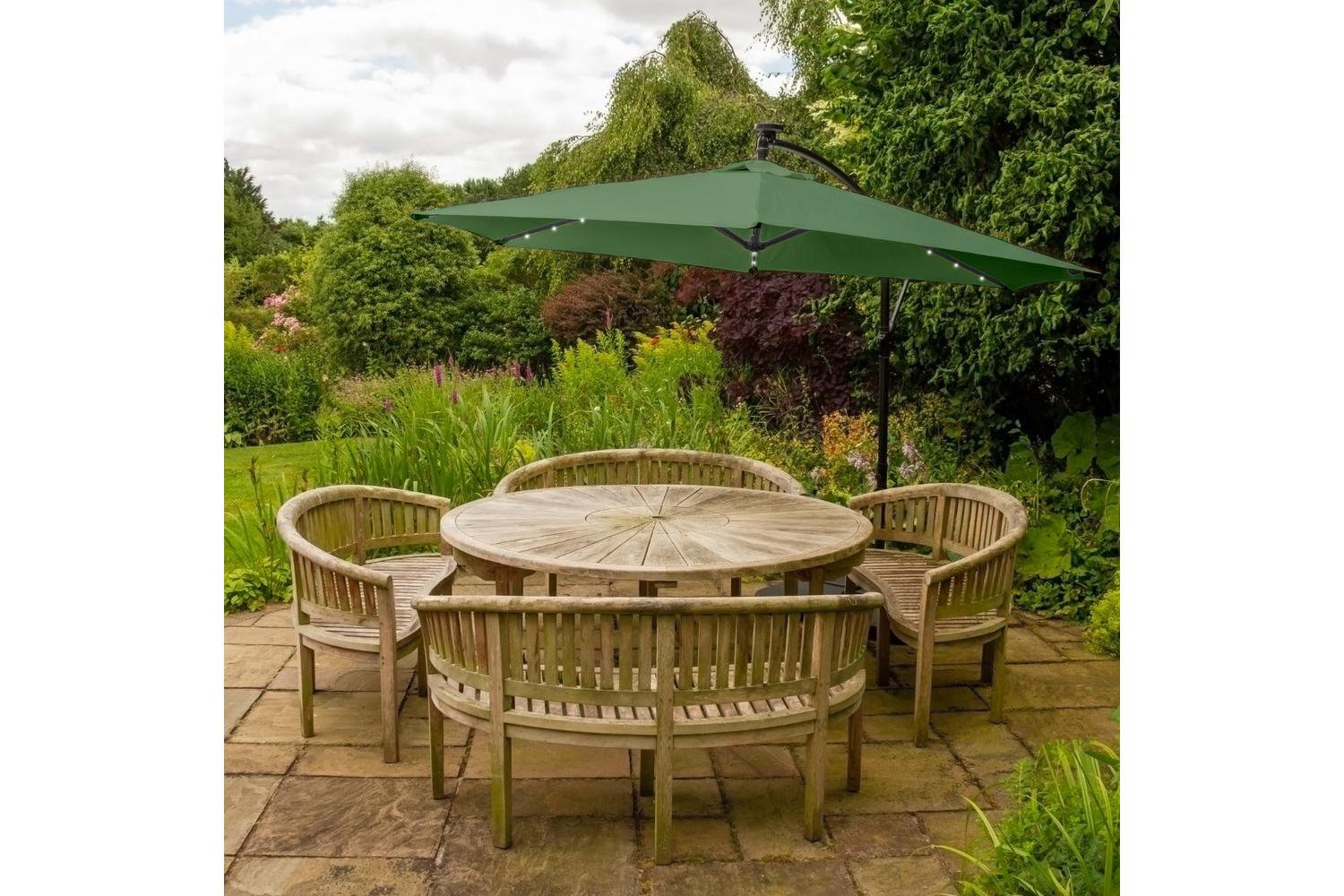 Monstershop 3m LED Cantilever Parasol | Green