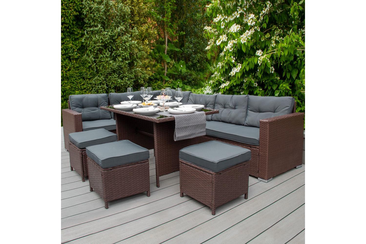 Monstershoprattan Furniture Corner Sofa Set | Brown/Grey