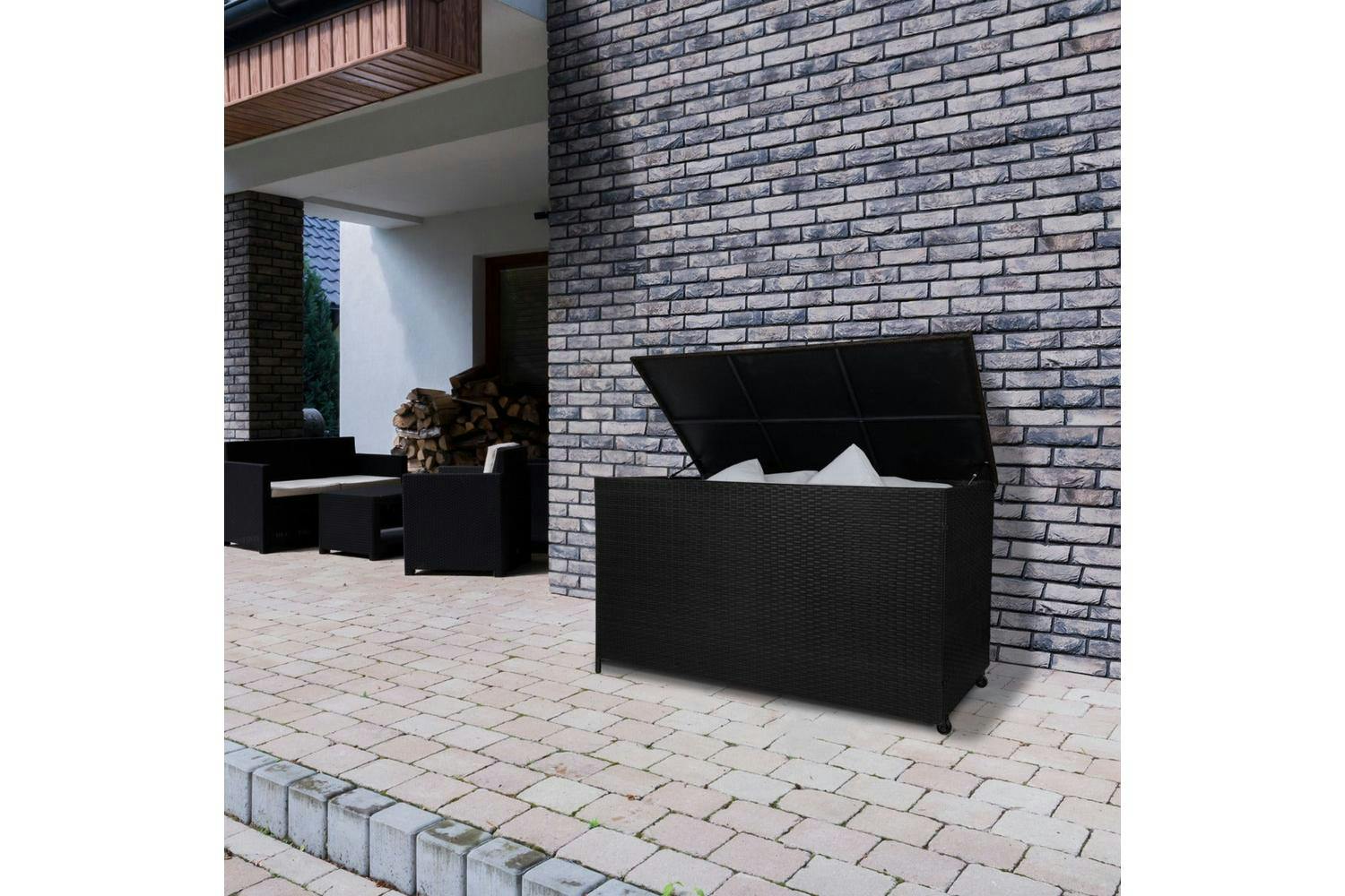 Monstershop Rattan Cushion Storage Box | Black