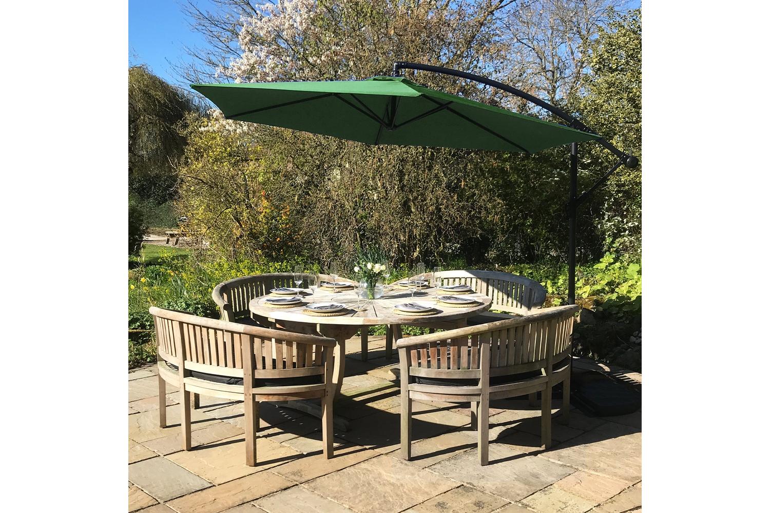 Monstershop Cantilever Parasol and Square Base | Green