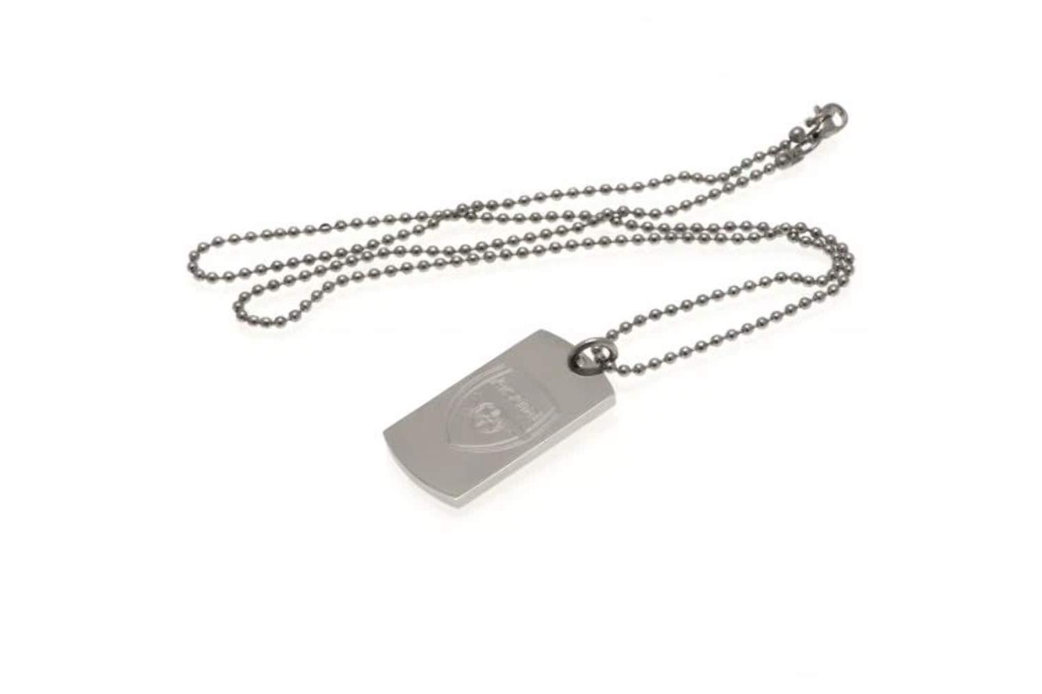 Arsenal F.c. Stainless Steel Engraved Crest Dog Tag & Chain