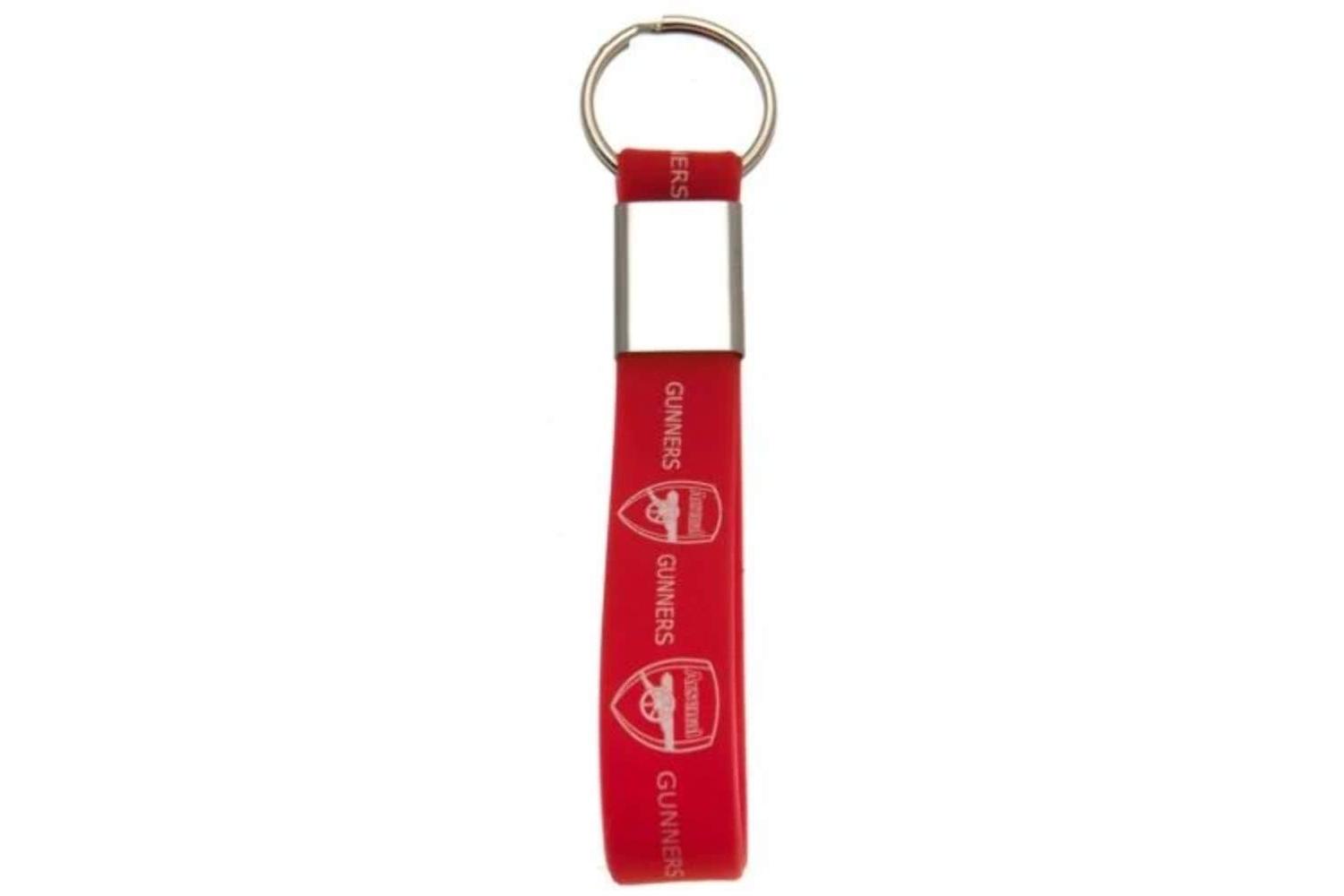 Silicone Strap Keyring With Silver Metal Band And Split Ring - Gunners Design