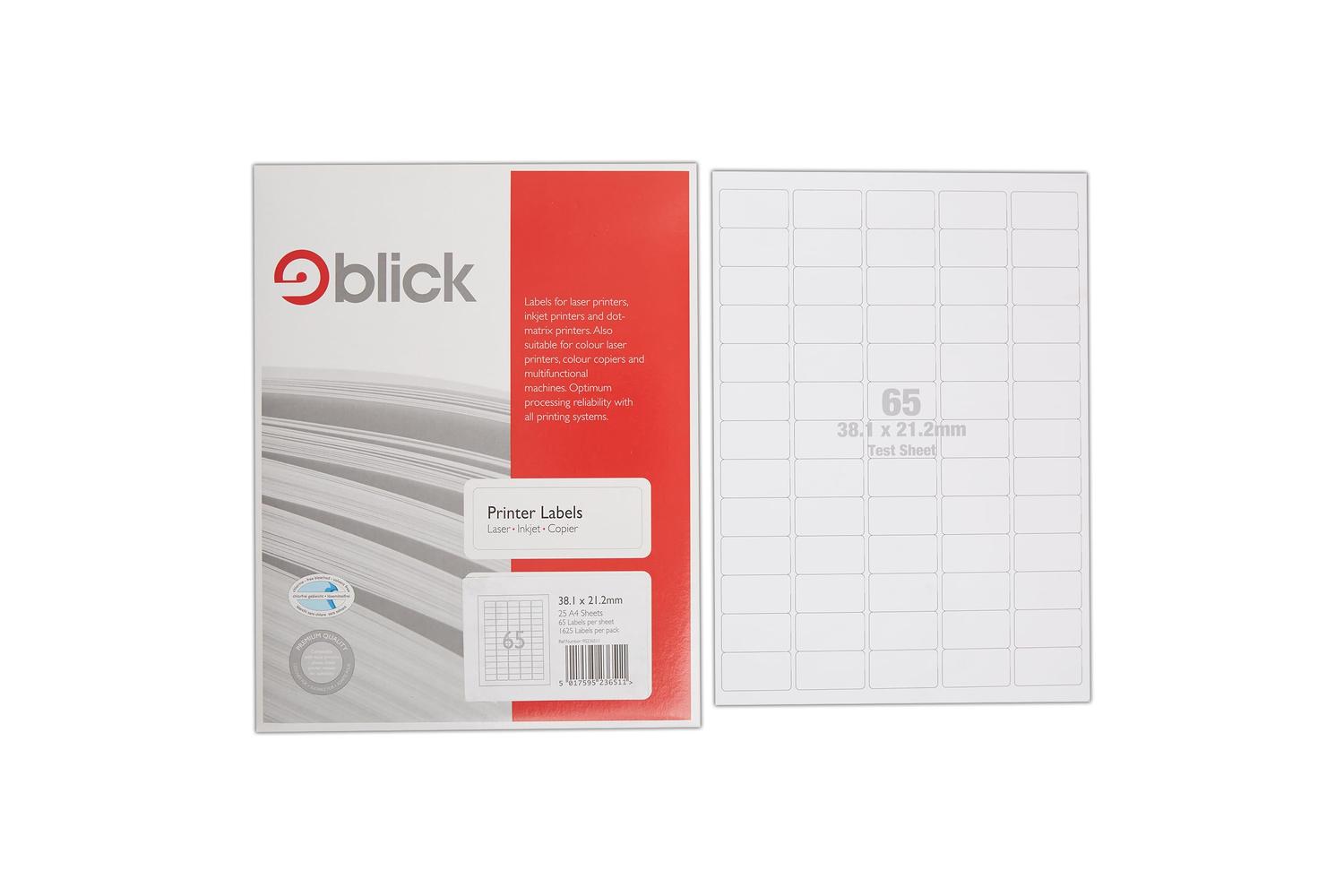 Blick Rs236511 - Multi Labels A4 38.1mm X 21.1mm 65 Labels P