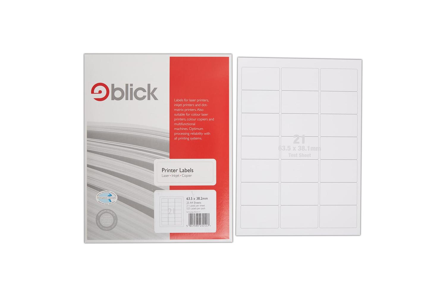 Blick Rs232117 - Multi Labels A4 63.5mm X 38.2mm 21 Labels P