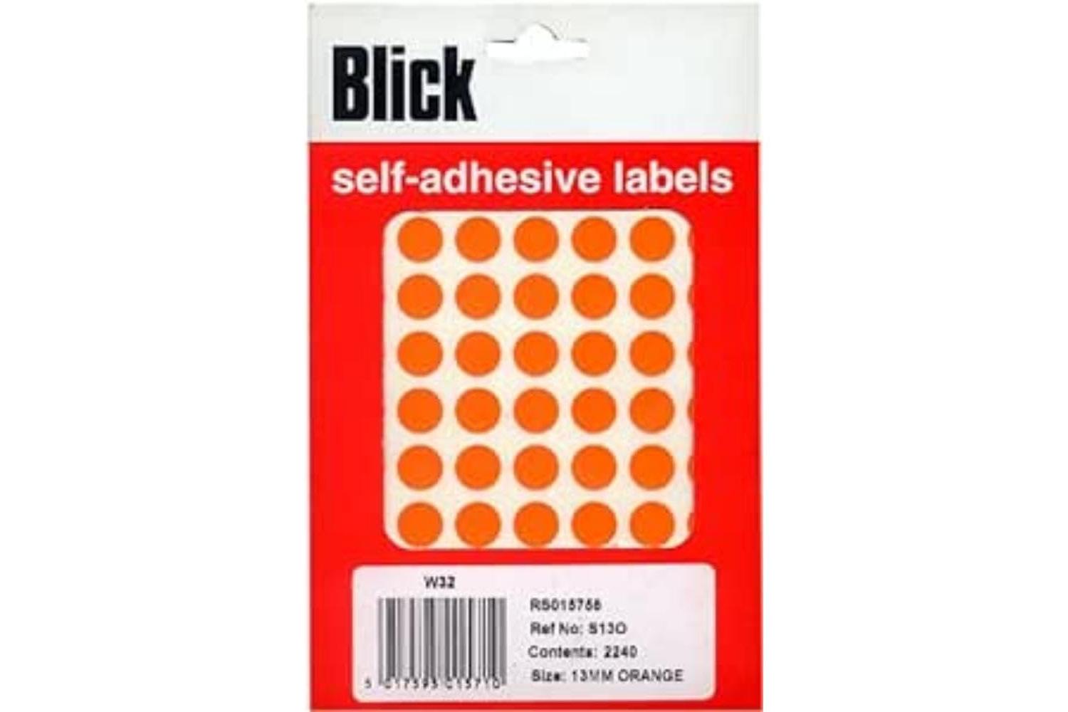 Blick Rs015758 - Orange Office Pack 13mm Diameter Circles (2