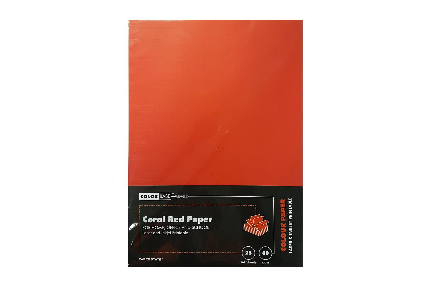 Color Base Wp1656 - A4 Vivid Paper 80gsm 25 Sheets Coral Red
