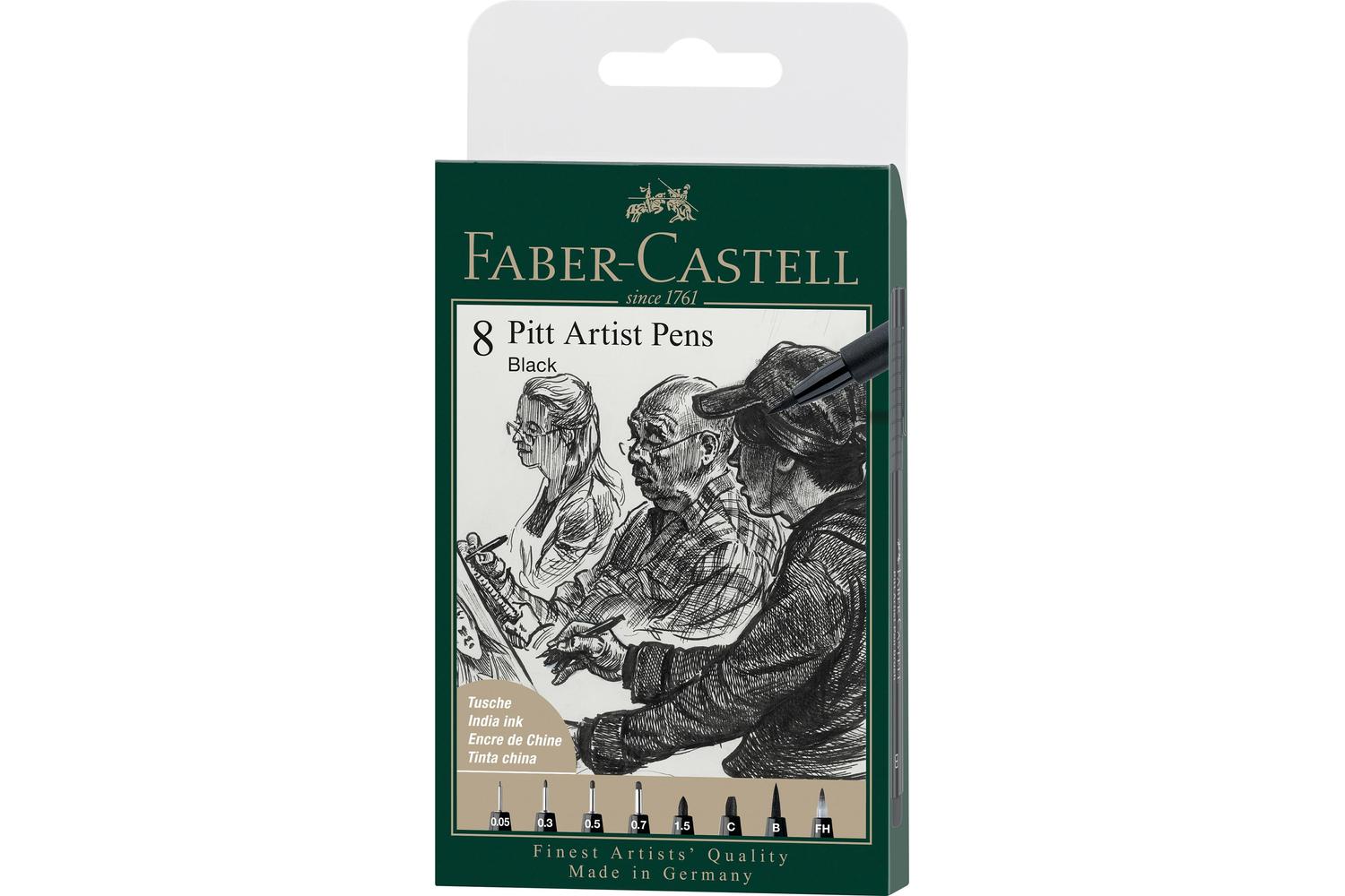 Faber-castell Fc167158 - Pitt Artist Pen Wallet Of 8 Black X
