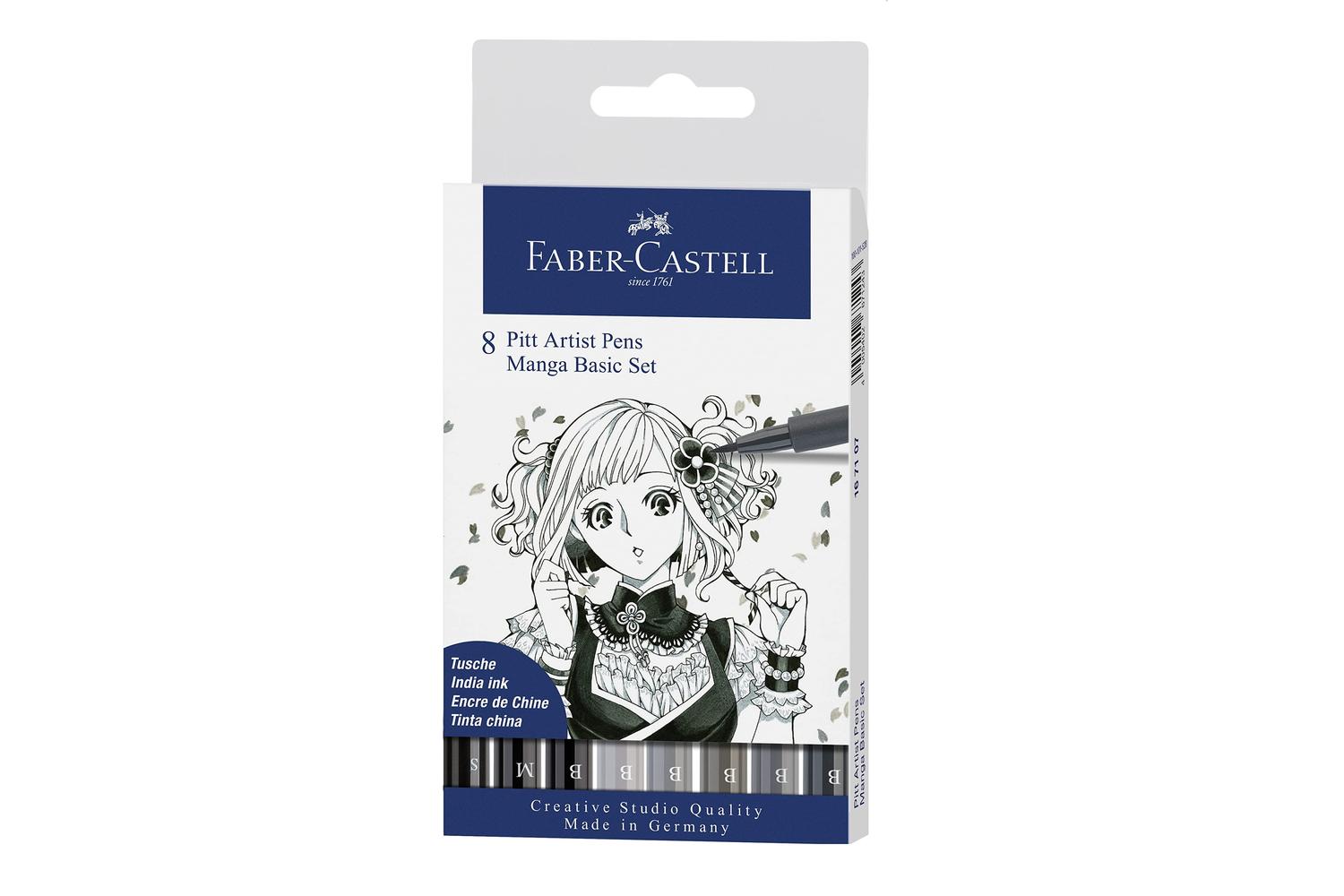 Faber-castell Fc167107 - Pitt Artist Pen Wallet Of 8 Manga