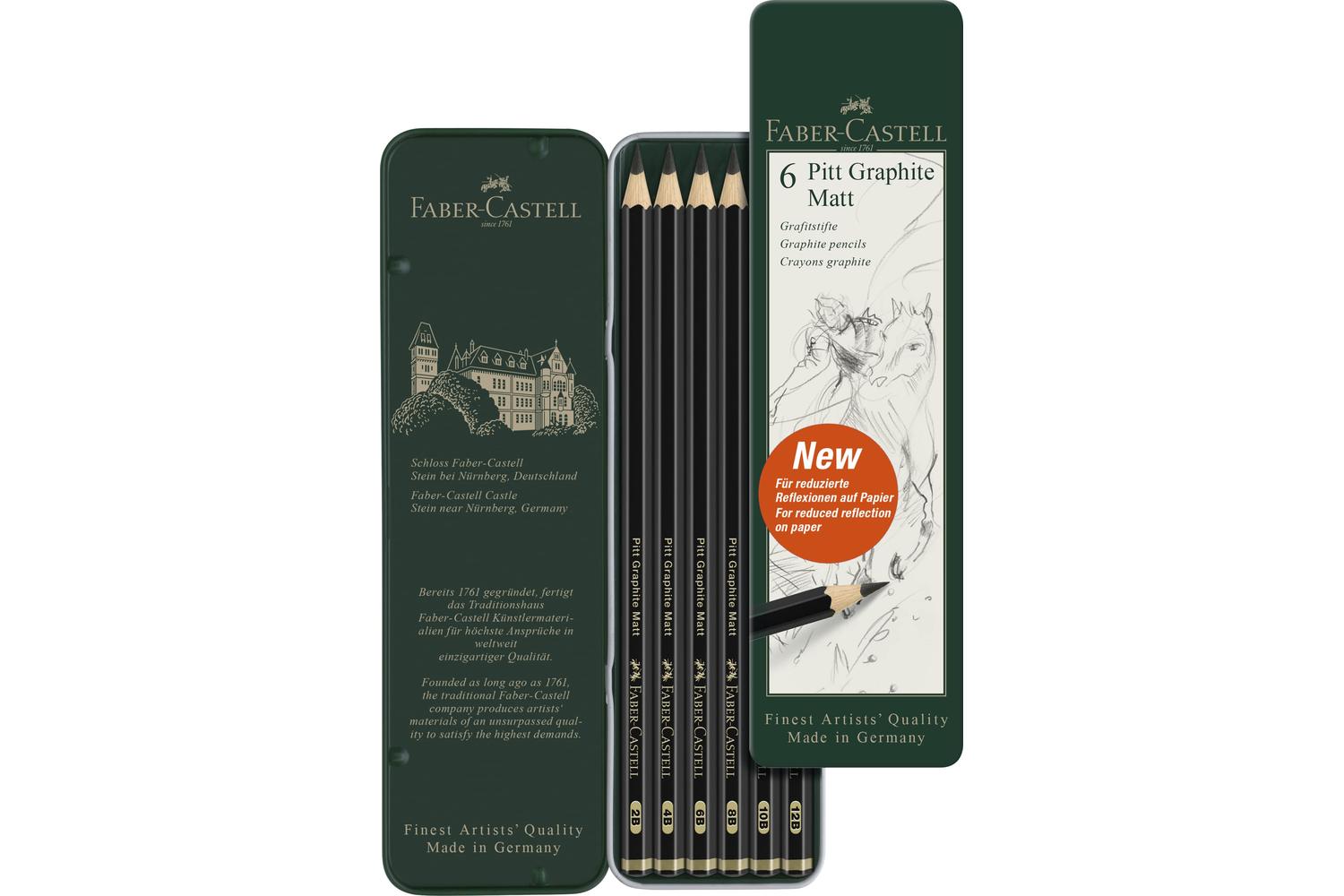 Faber-castell Fc115207 - Pitt Graphite Matt Tin Of 6 Pencils