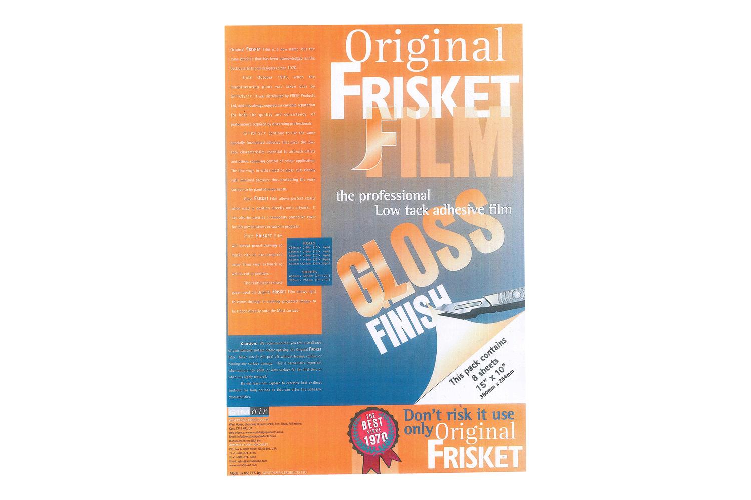 Frisket Sa52708 - Low Tack Film Gloss Sheets 381mm X 254mm 8