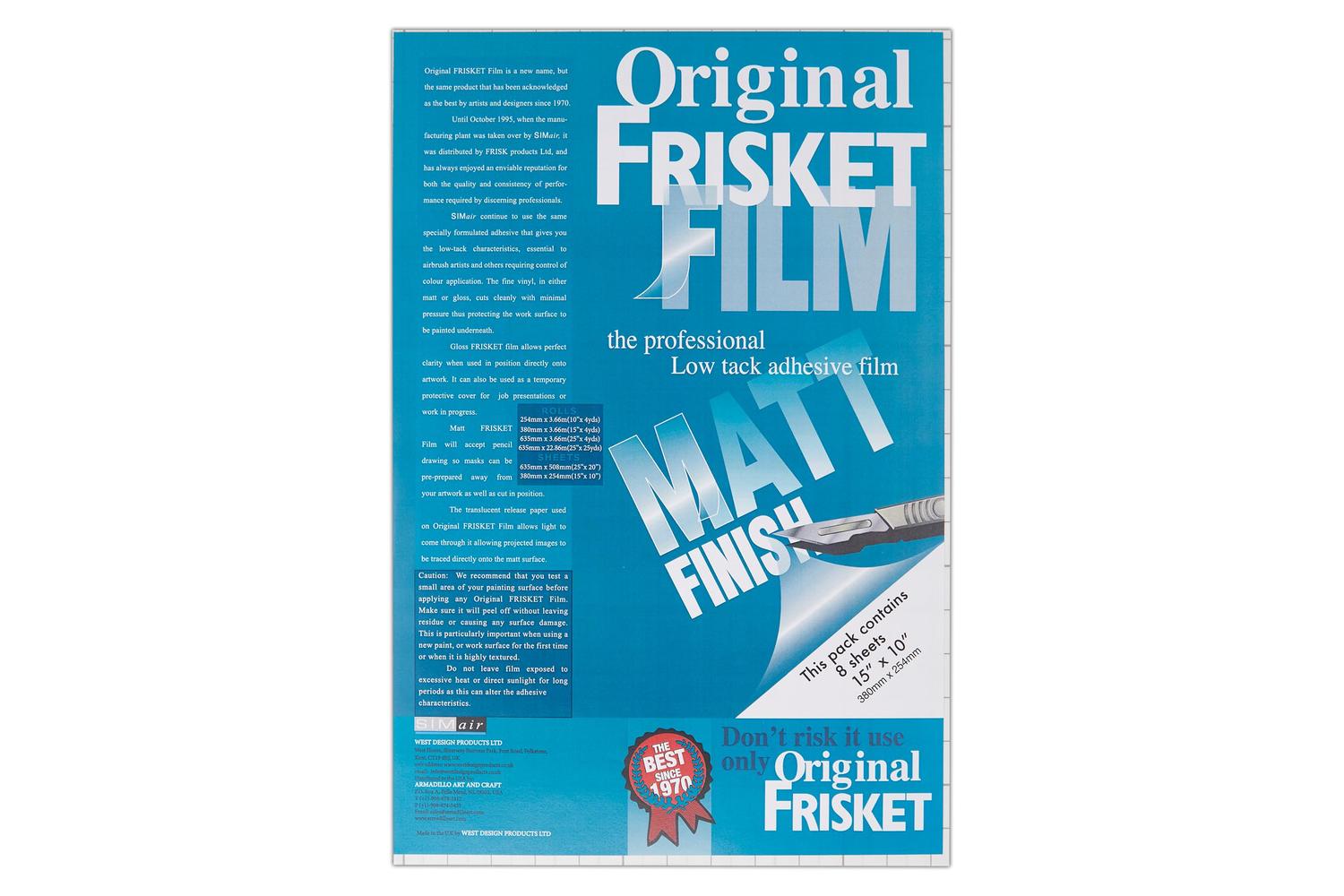 Frisket Sa52808 - Low Tack Film Matt Sheets 381mm X 254mm 8