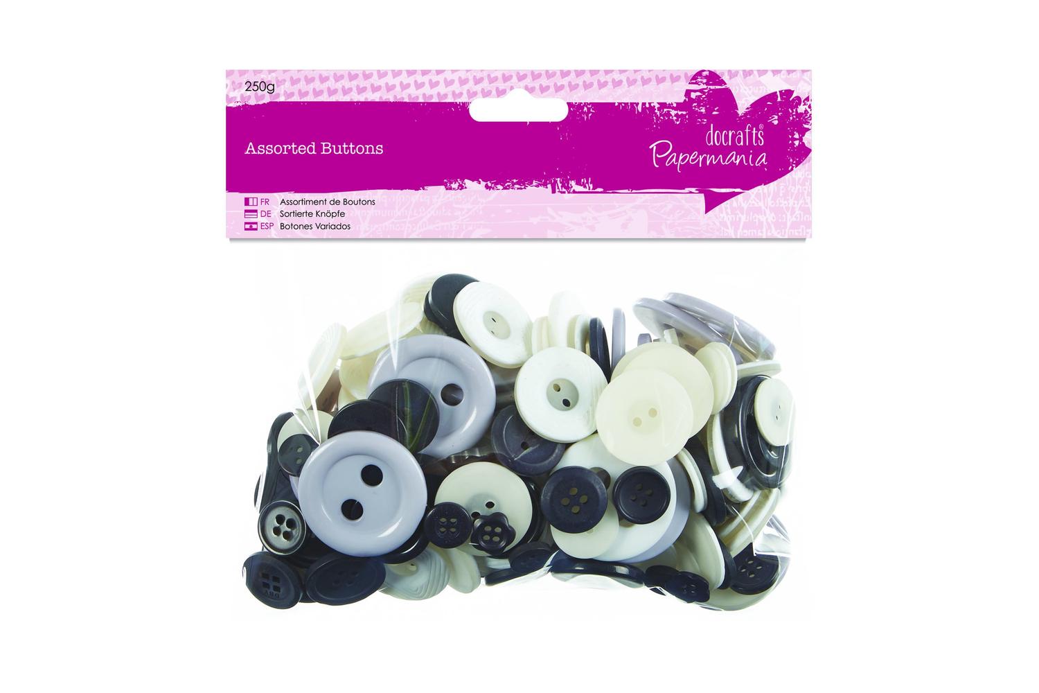 Papermania Pma 354321 - Assorted Buttons (250g) - Monochrome