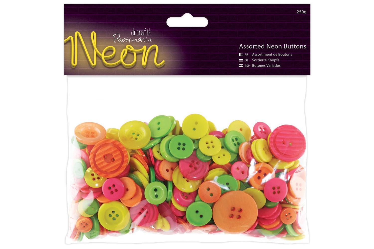 Papermania Pma 354324 - Assorted Buttons (250g) - Neon