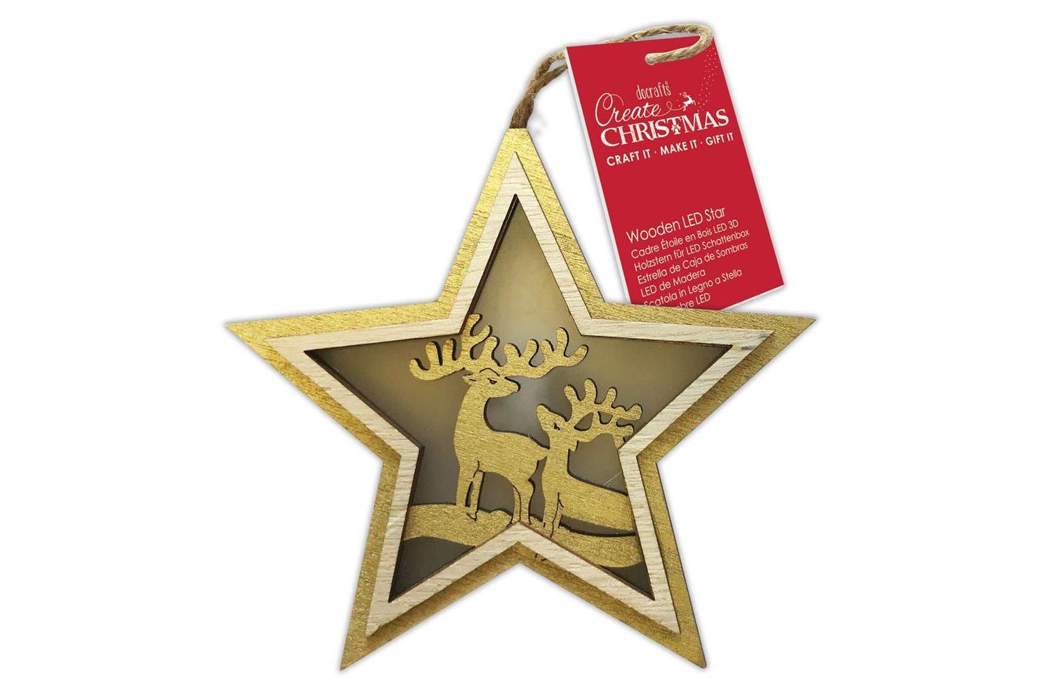 Papermania Pma 105990 - Wooden Led Star - 2 Stags
