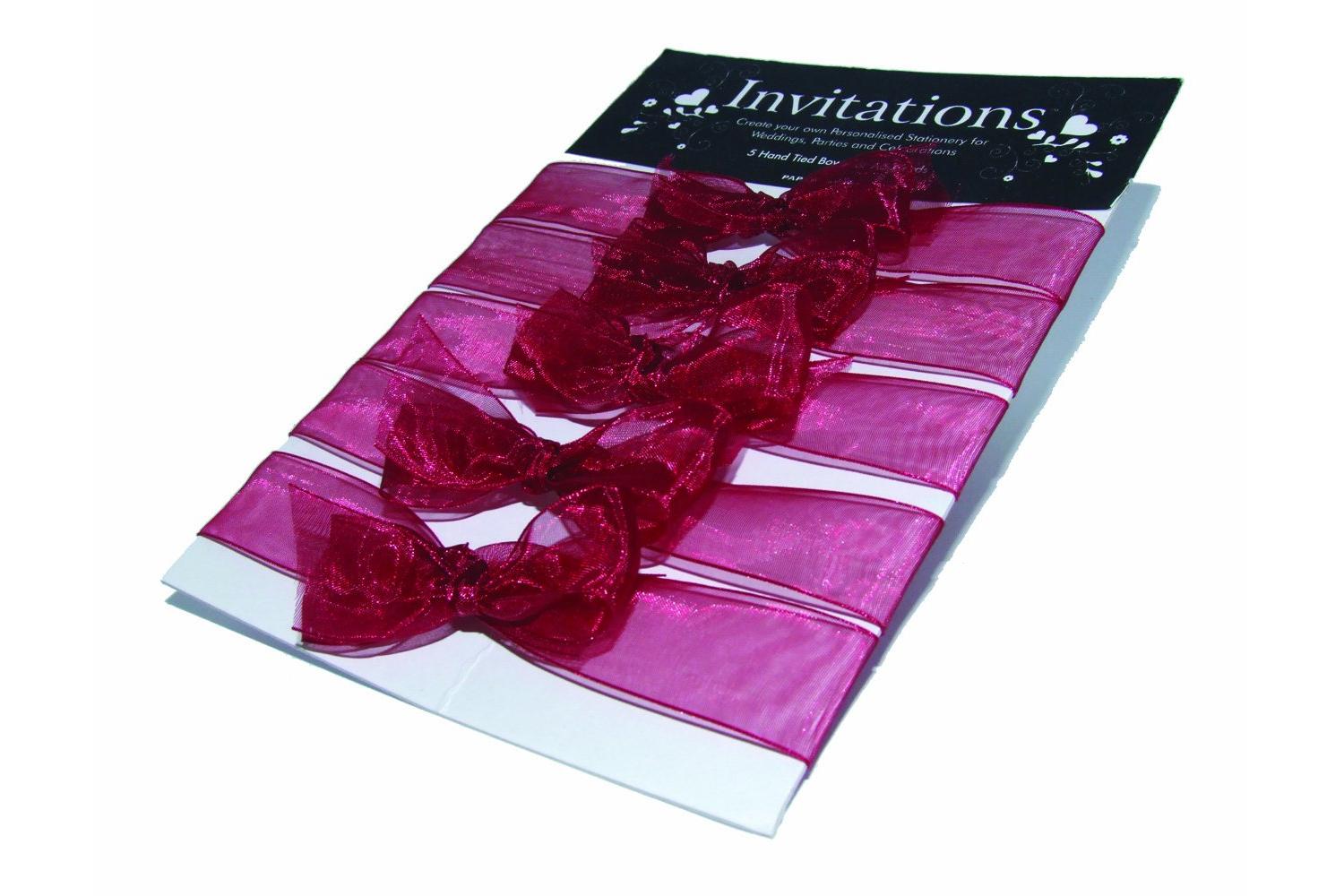 Paperstate In3203 - Inv. 5 Hand Tied Ribbons Organza Ruby
