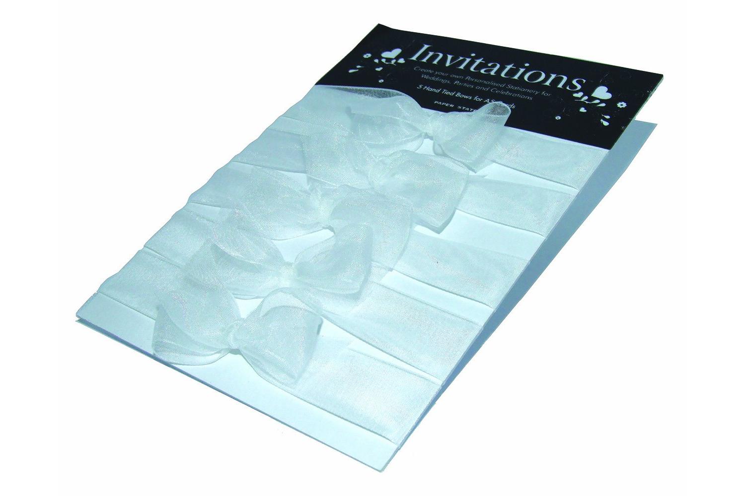 Paperstate In3201 - Inv. 5 Hand Tied Ribbons Organza White