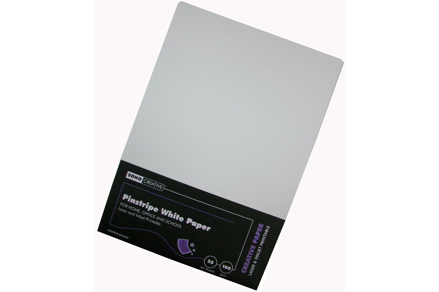 Soho Creative Wp0064 - Pinstripe White Paper 100gsm 25 S