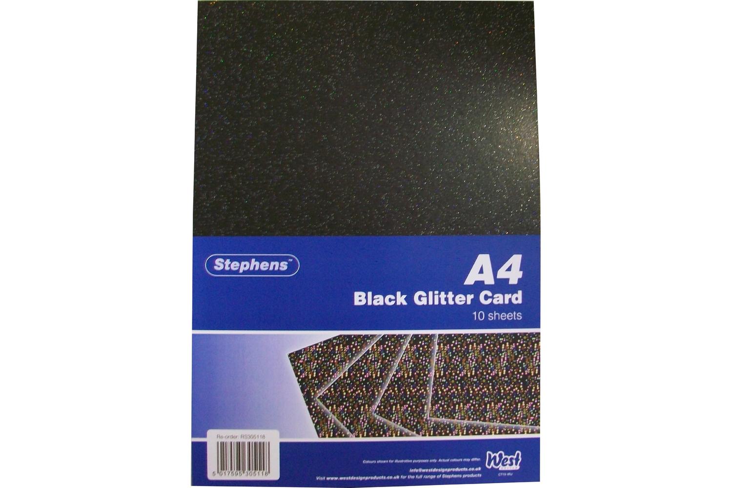 Stephens Rs305118 - A4 Glitter Board 220gsm 10 Sheets Black