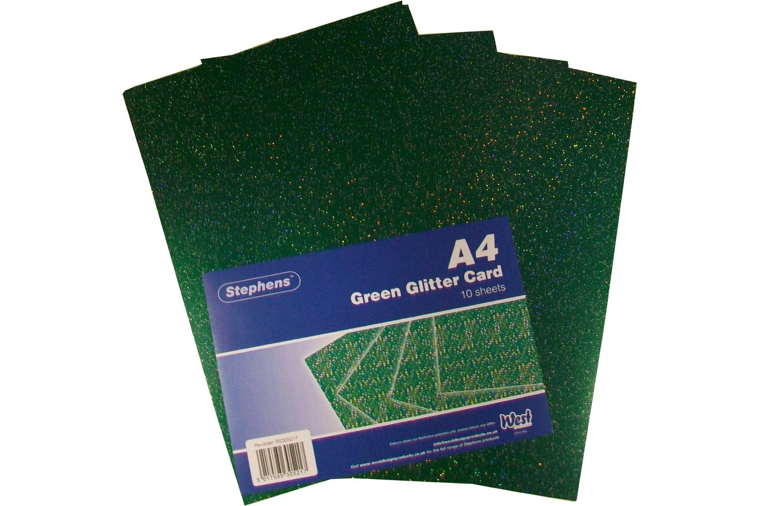 Stephens Rs305217 - A4 Glitter Board 220gsm 10 Sheets Green