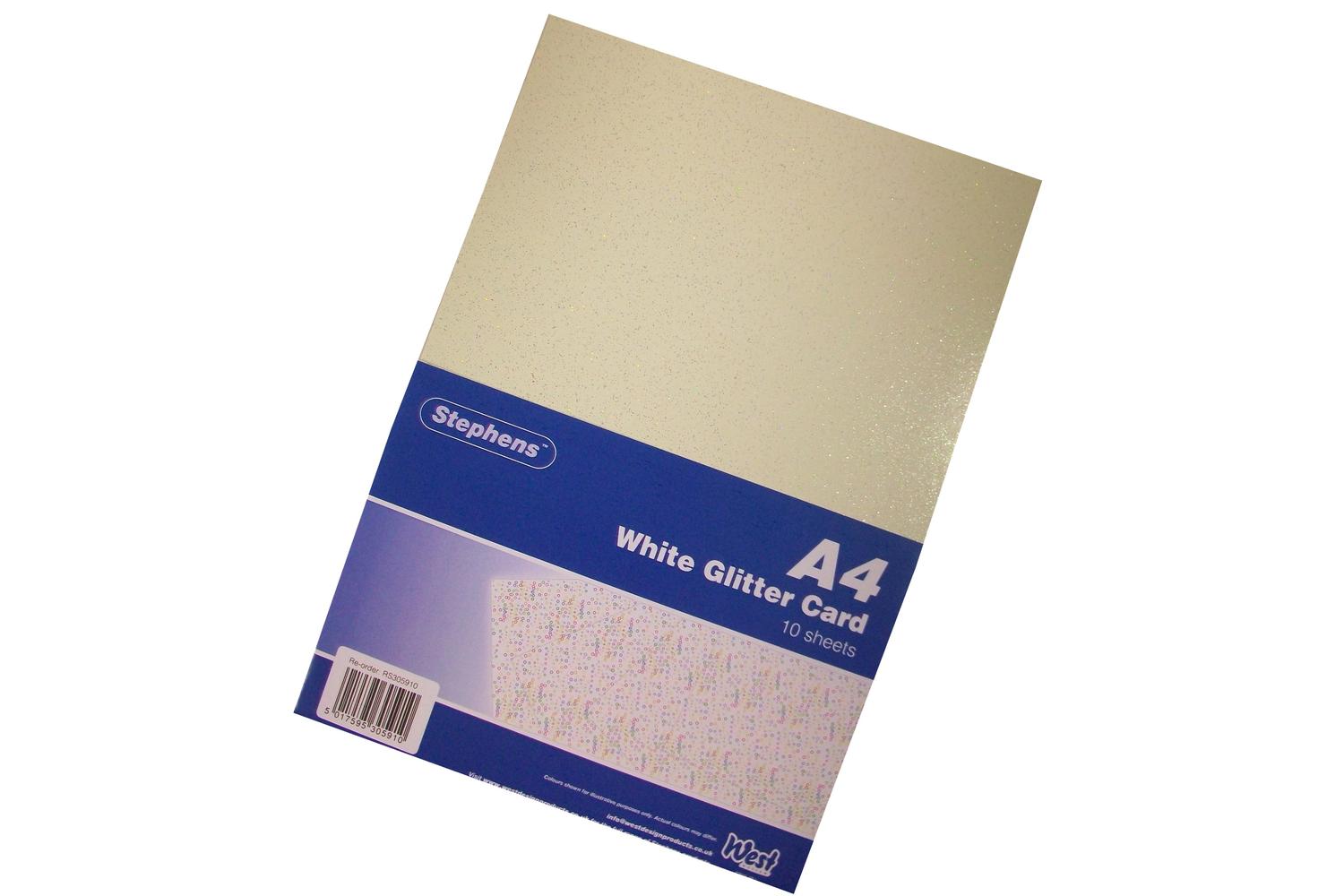 Stephens Rs305910 - A4 Glitter Board 220gsm 10 Sheets White