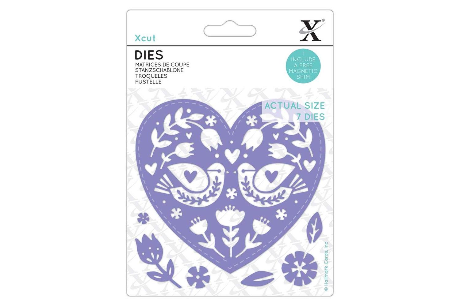 Xcut Xcu 503531 - Dies - Folk Bird Hearts (7pcs)