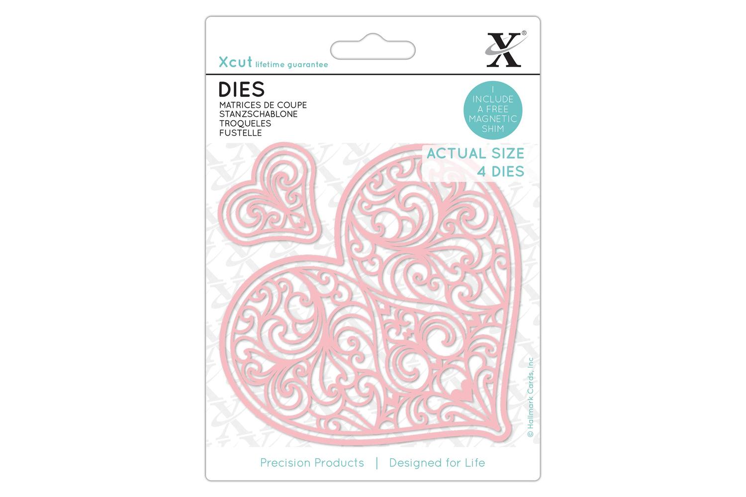 Xcut Xcu 504142 - Dies (4pcs) - Hearts Swirls