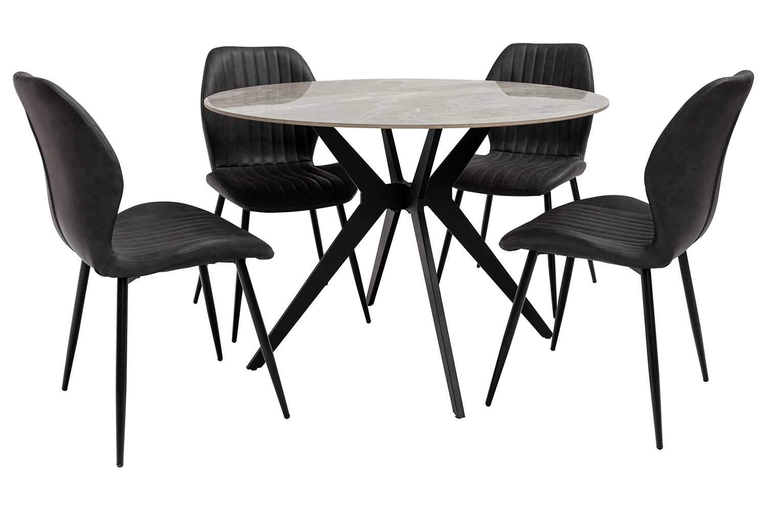 Toby Dining Set | Table & 4 x Chairs | Grey/Black