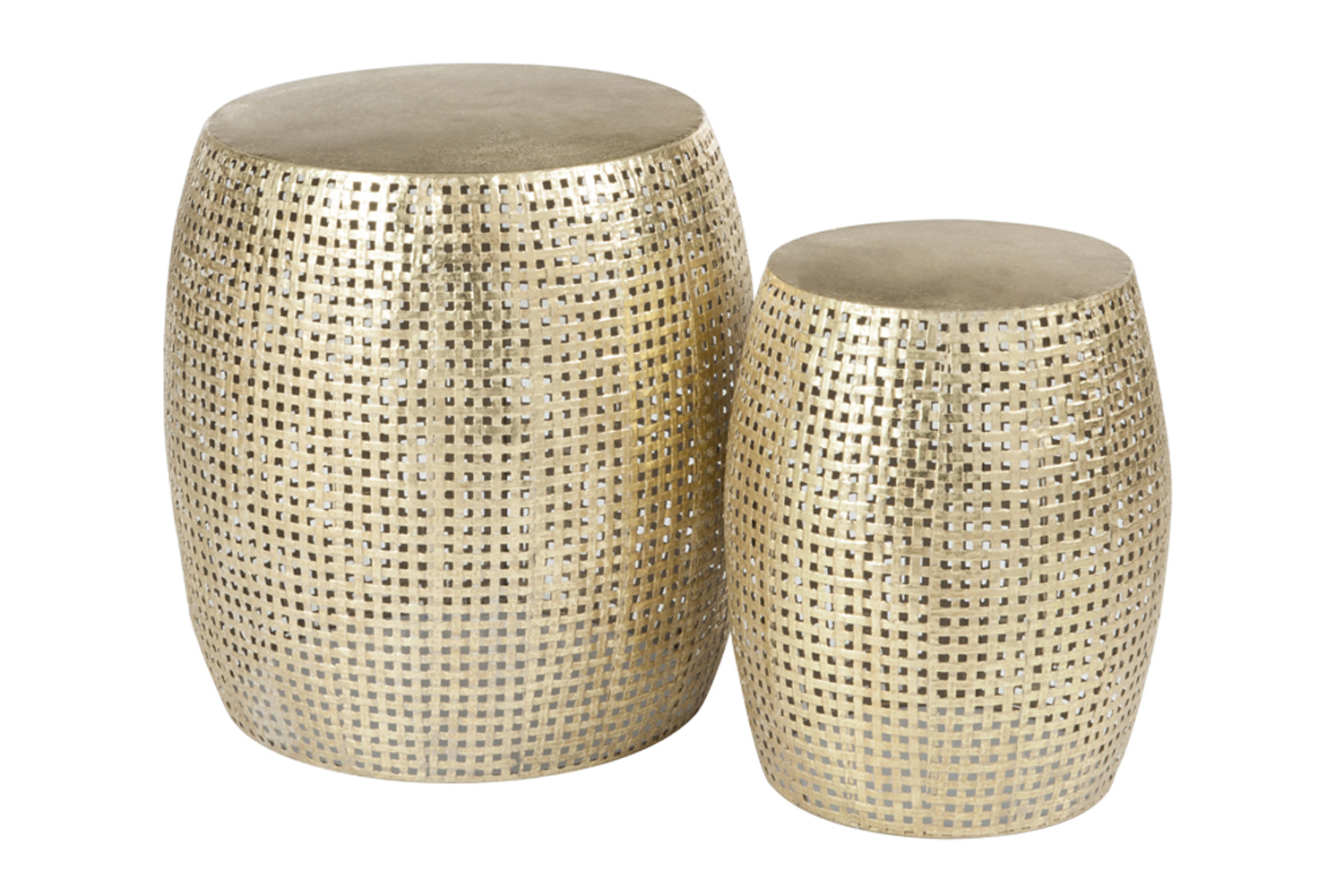 Set of 2 Antique Gold Grid Metal Stool Ireland