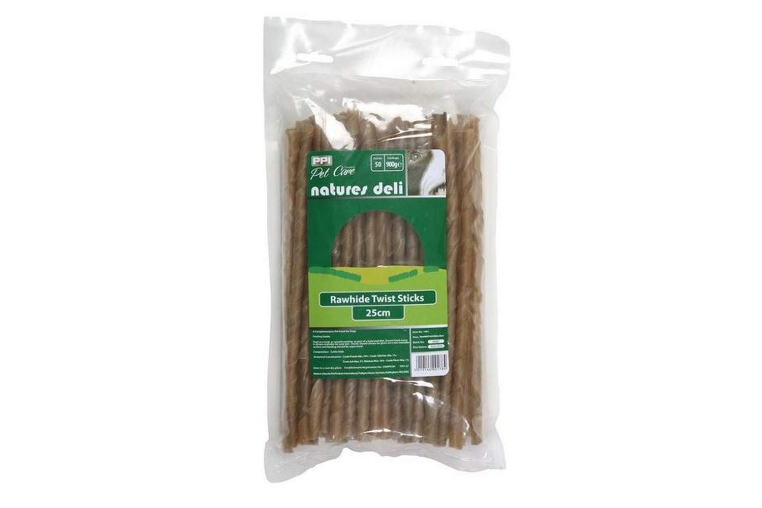 Ppi Pei-1491 - Ppi 25cm Rawhide Twist Sticks 50 Pk [sng] 900