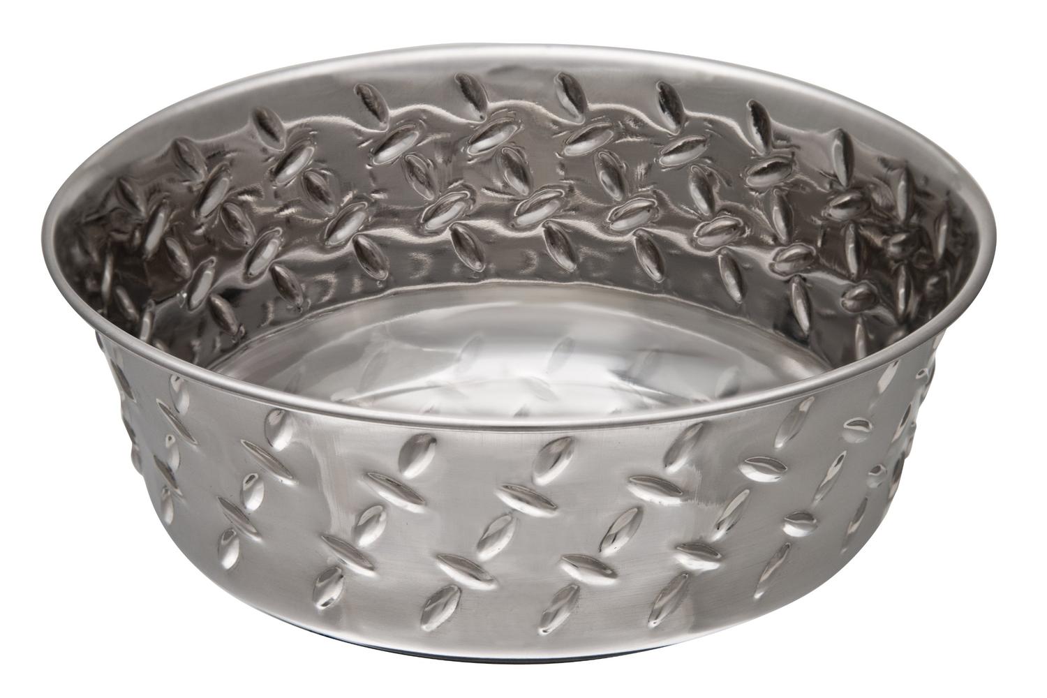 Loving Pets Pei-264834 - Diamond Plate Bowl With Non-skid Bo
