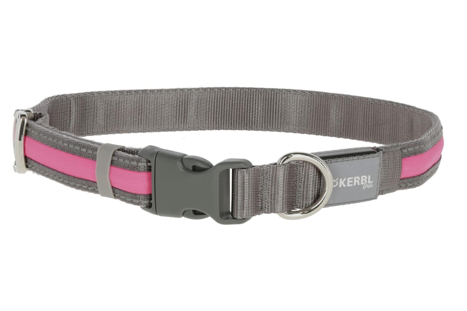 Kerbl Ker-80030 - Light & Reflex Lighted Collar Pink, M/l