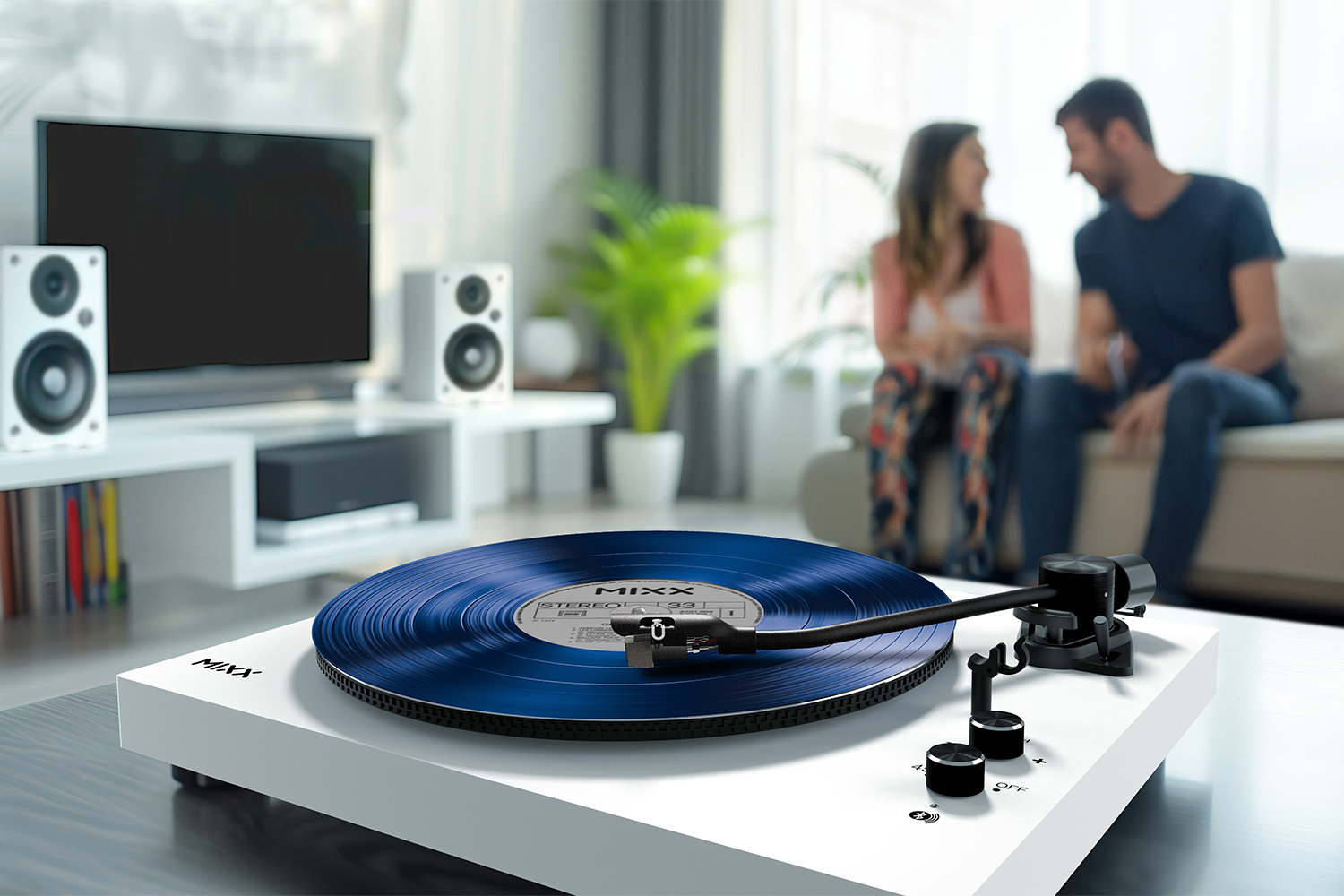 Mixx Analog System 5 Vinyl Record Player + Wireless Speakers | MAS-05-WH-489 | White