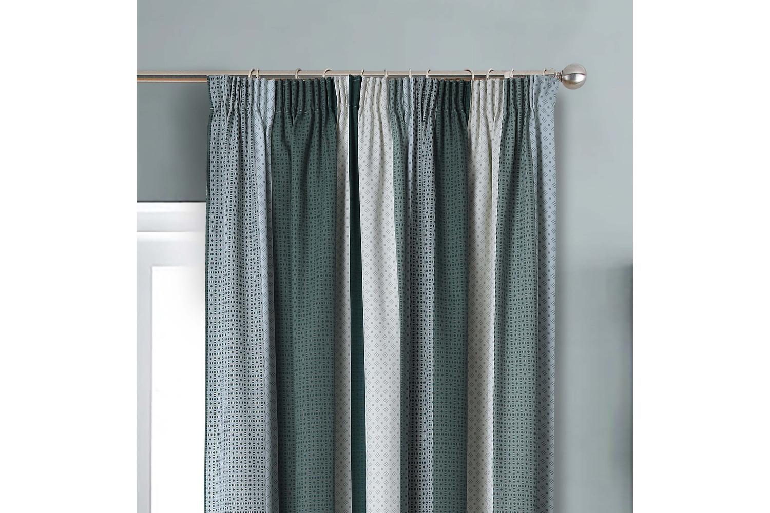 Seville Green Printed Pencil Pleat Lined, 46x72 Premium Home Curtain ...
