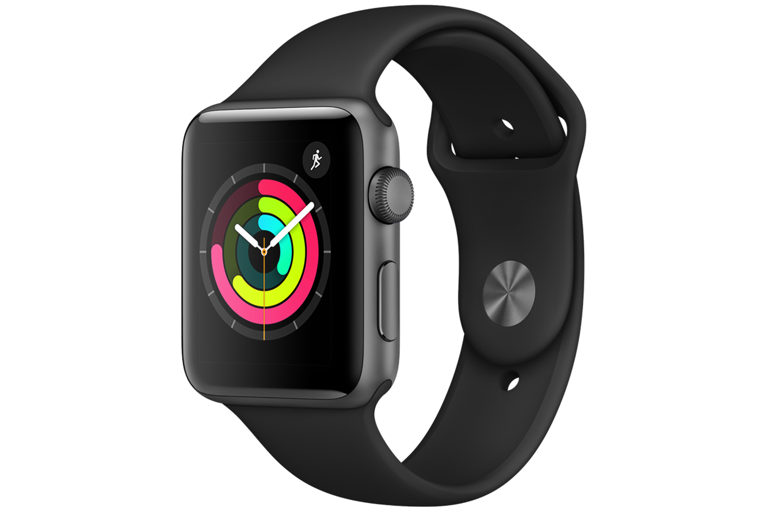 Apple Watch Series 3 GPS, 42mm Space Grey Aluminium Case with Black Sport Band