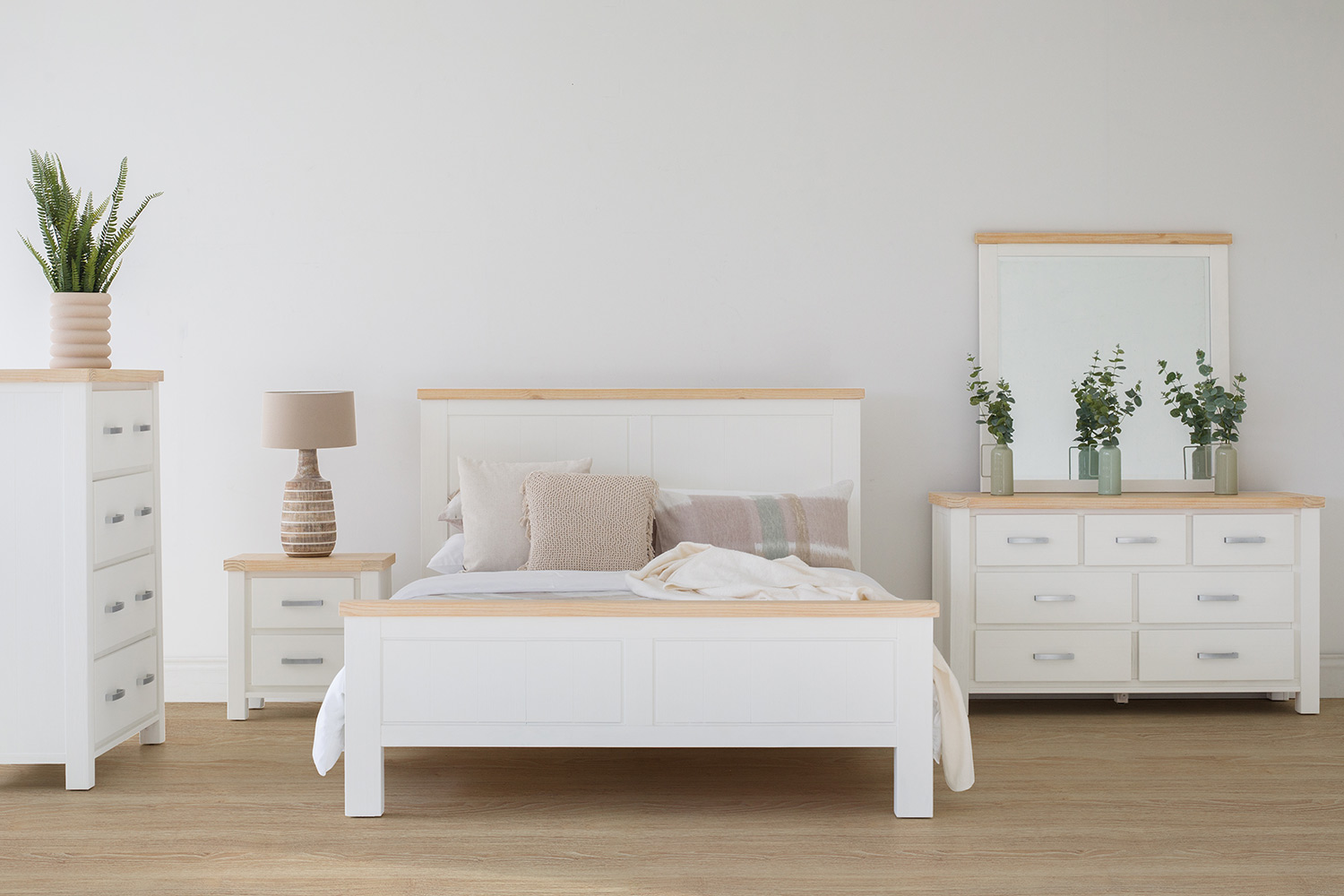 Cotswold Dresser Mirror | White/Natural | 100 x 100 cm