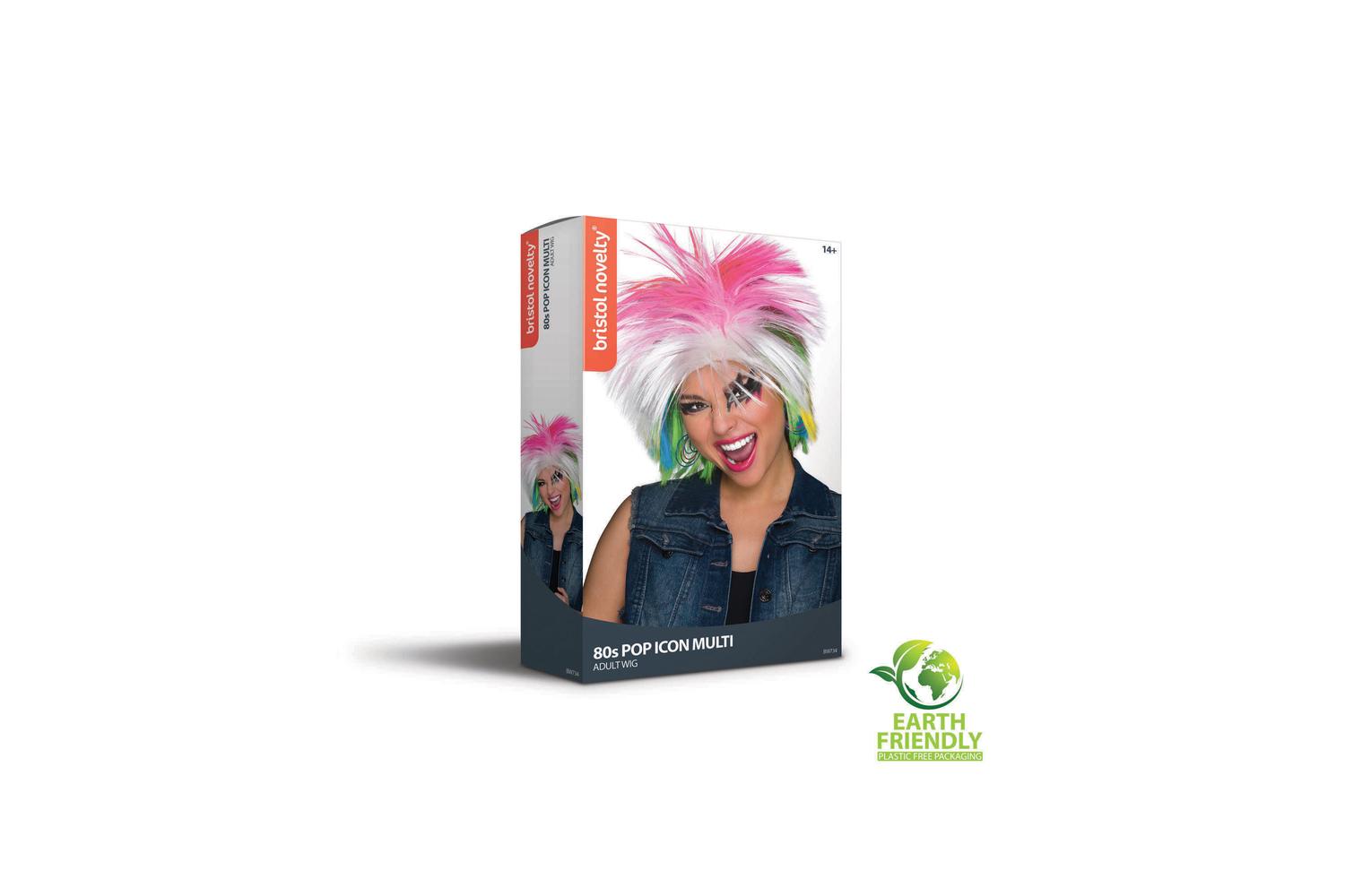 Rubies | Rb-bw734 | 80's Female Multi Coloured Spikey Wig