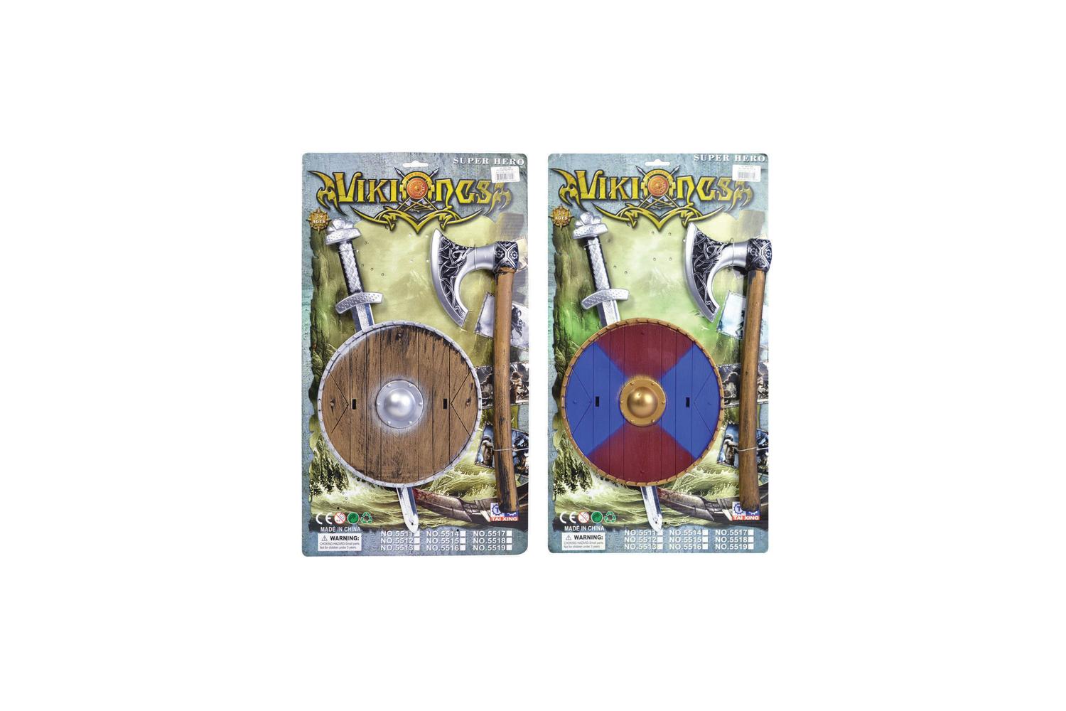 Rubies | Rb-ba404 | Toy Plastic Viking Sword, Shield & Axe Set