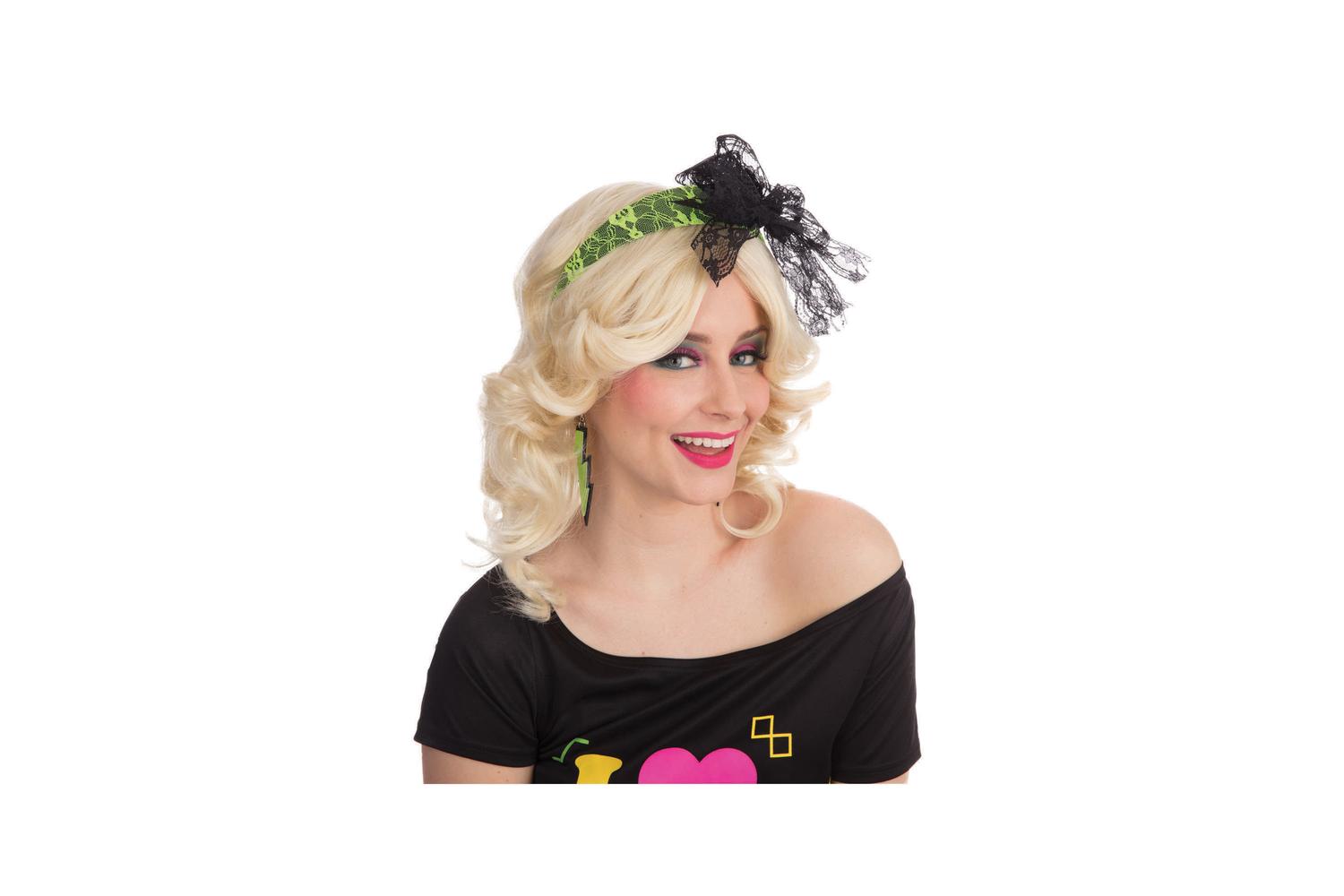 Rubies | Rb-ba3551 | 80s Neon Lace Headband (yellow)