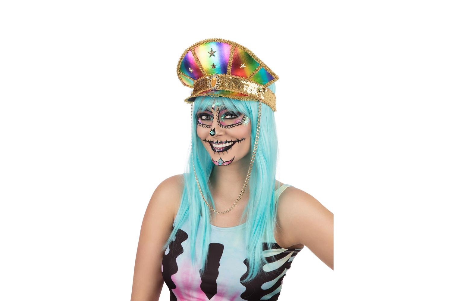 Rubies | Rb-bh730 | Festival Military Hat Rainbow Rave