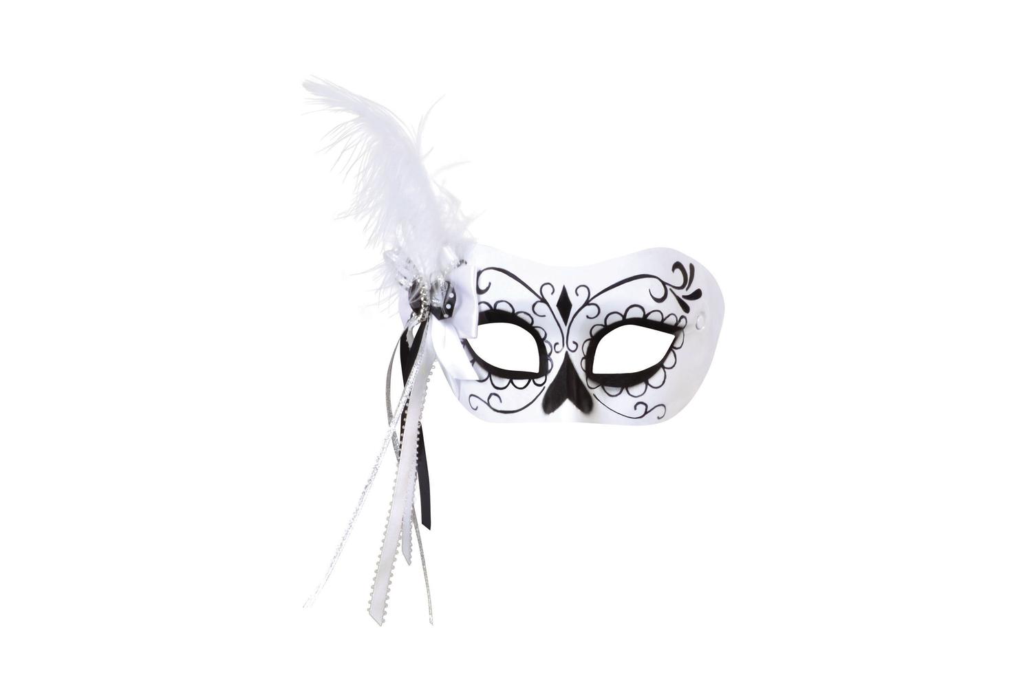 Rubies | Rb-em793 | Calavera Masquerade Mask W/side Feather