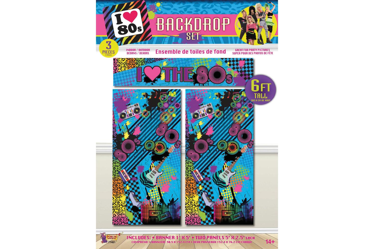 Rubies | Rb-x77461 | 80s Backdrop Set 6ft/3pc