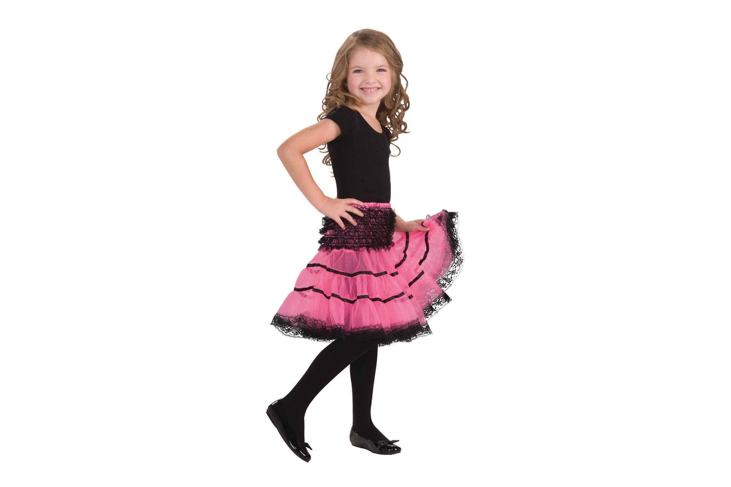 Rubies | Rb-cc933 | Crinoline Slip Pink/black Girls Childrens Costume
