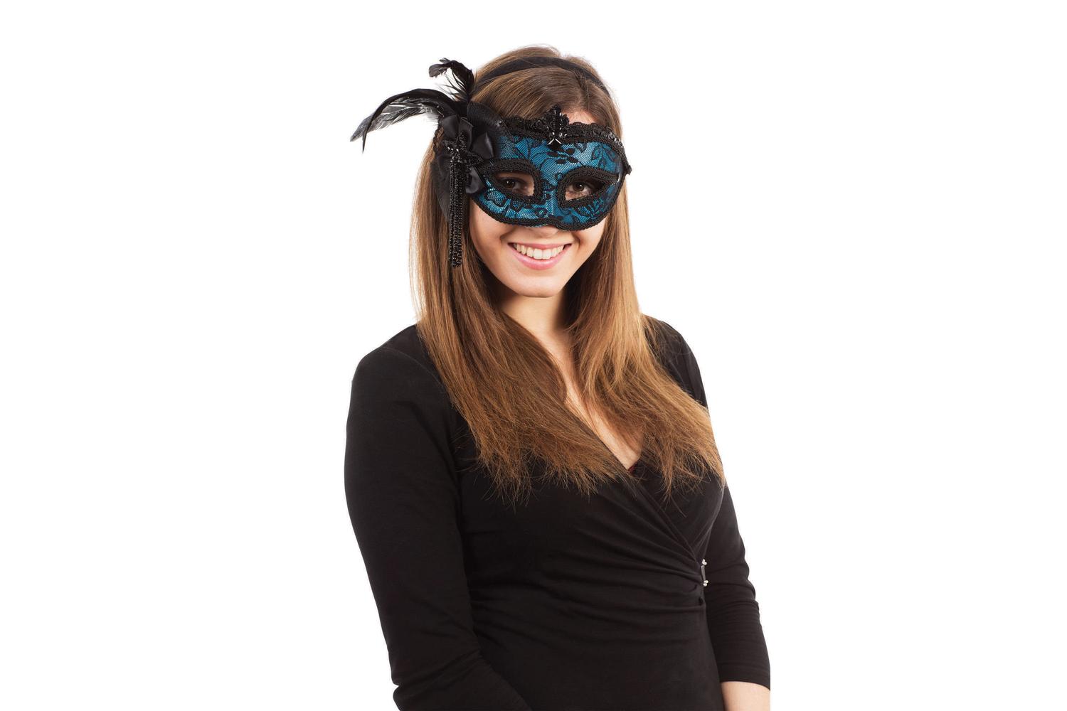 Rubies | Rb-em448 | Blue Side Feather Mask (h/b)