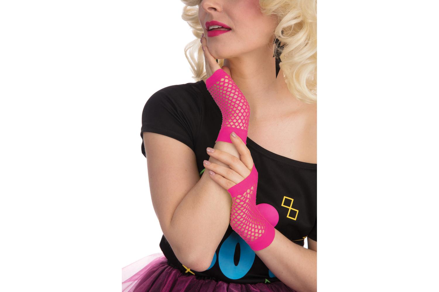 Rubies | Rb-ba571 | Fishnet Gloves. Short Neon Pink